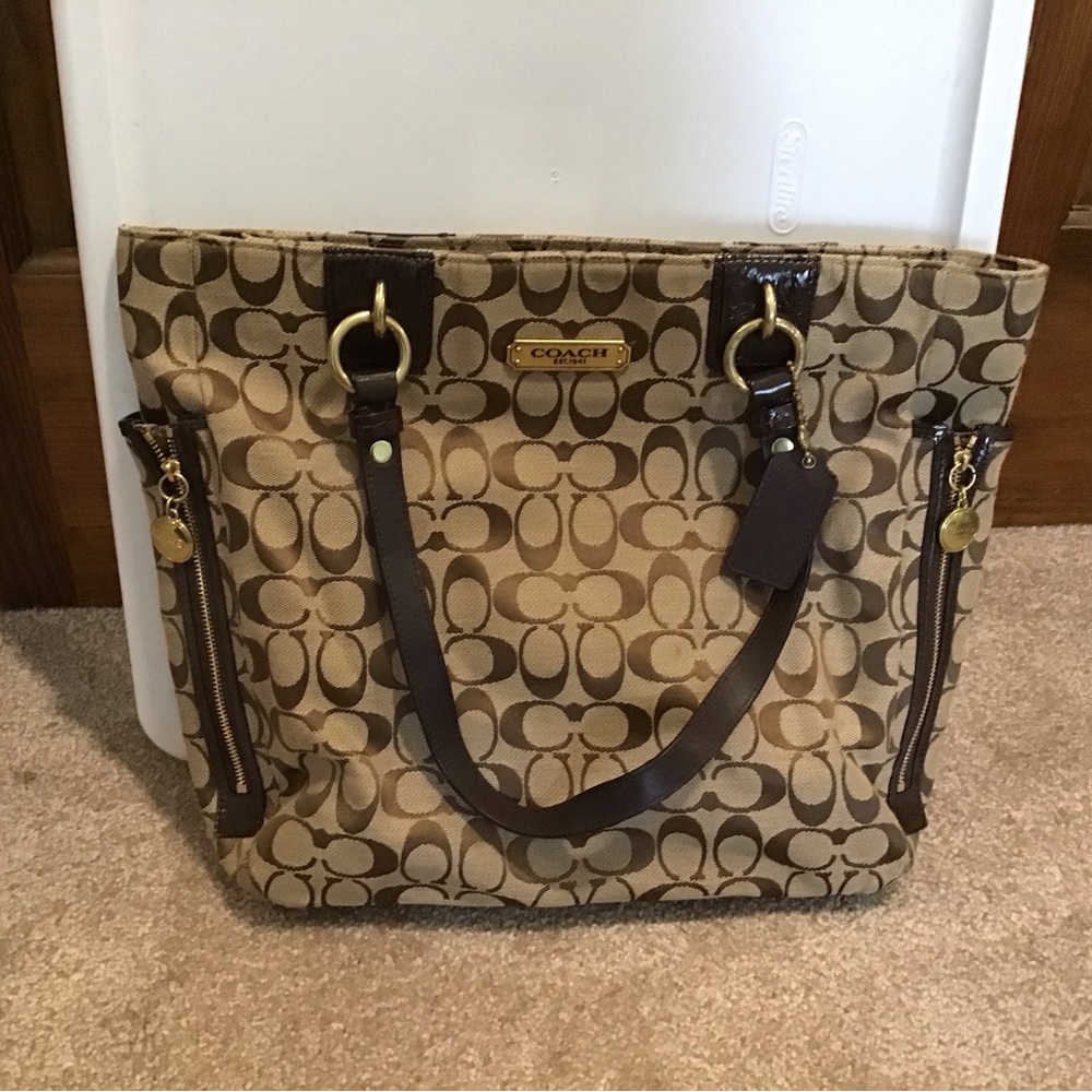 Coach Brown and Tan Signature Tote